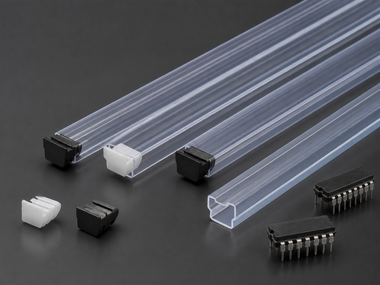 Antistatische IC-opslagbuis van helder PVC met beschermende eindkappen