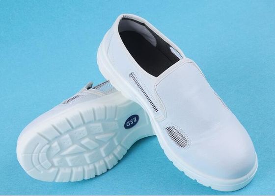 Witte zijdelinge open 4-maas ademende ESD-veiligheidschoenen - PU & Canvas, antistatisch & antistatisch, maat 34-46